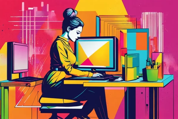 Mulher mexendo no computador para vender mais na Enjoei