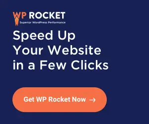 Banner Afiliados WP Rocket com o texto Speed Up Your Website in a Few Clicks